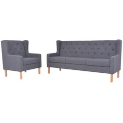 vidaXL Sofa Sofa-Set 2-tlg. Stoff Grau grau 76 cm x 68 cm