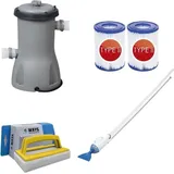 Bestway - Poolsauger AquaCrawl & Filterpumpe 3028 L/u & 2 Filter Typ II & WAYS Scheuerbürste