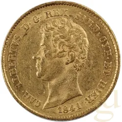 20 Lire Italien Goldmünze Sardinien - Karl Albert