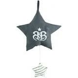 roba Spieluhr 'Rock Star Baby 3', Einschlafhilfe, Textil-Stern waschbar, Babyzimmer Deko grau / weiß