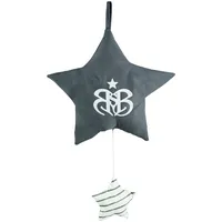 roba Spieluhr 'Rock Star Baby 3', Einschlafhilfe, Textil-Stern waschbar, Babyzimmer Deko grau / weiß