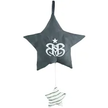 roba Spieluhr 'Rock Star Baby 3', Einschlafhilfe, Textil-Stern waschbar, Babyzimmer Deko grau / weiß