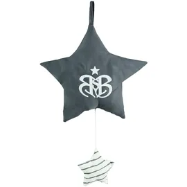 roba Spieluhr 'Rock Star Baby 3', Einschlafhilfe, Textil-Stern waschbar, Babyzimmer Deko grau / weiß