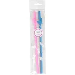 RICE Silikon Strohhalm 2er Set, L24cm, diverse