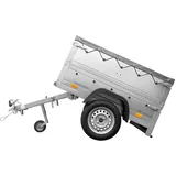 UNITRAILER PKW Anhänger, Garden Trailer 150 Kipp mit zusätzlichen Bordwänden, Stützrad und Flachplane, Auto Anhänger 750 kg 150 cm x 106 cm, Kippbare Deichsel – Faltbarer Anhänger 750 kg Kippbar