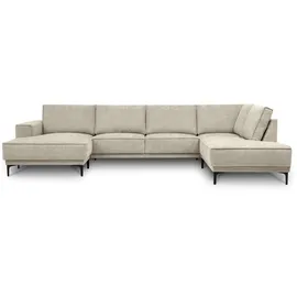 OTTO home Wohnlandschaft OTTO HOME "XXL Sofa Oland, Struktur, Flachgewebe, Luxus-Microfaser, Boucle", beige, B:345cm H:85cm T:210cm, 100% Polyester, Sofas, Wohnlandschaft, U-Form, 345 cm, Wellenunterfederung, Skandi-Design, Metallfüße, Topseller