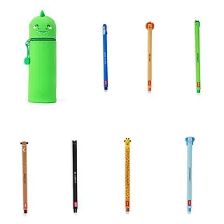Legami 2-in-1 Federmäppchen Dino Silikon + löschbare Stifte