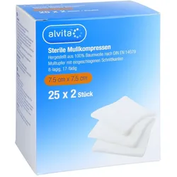 Alvita Sterile Mullkompresse 7.5 cm x 7.5 cm