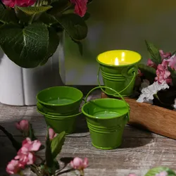 Duftkerzen CITRONELLA - Outdoor Kerzen im Metalleimer - H: 5,5cm - grün - 3er Se...