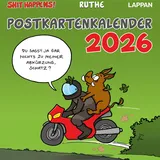 Lappan Verlag Shit happens! Postkartenkalender 2026: Wochenkalender mit 53 lustigen Postkarten, Broschur 15,5 x 15,5 cm | Ruthe-Cartoons