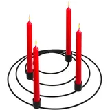 Spetebo Adventskranz schwarz aus Metall Ringen - 29 cm - Kerzenständer für 4 Stabkerzen - Weihnachten Advent Deko Tafelkerzen Kerzenleuchter Tischdeko Kerzen Kranz modern