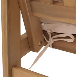 MCW Garten-Garnitur MCW-O19, Lounge-Set Sitzgruppe Bank Sessel Tisch, Holz Akazie MVG Stoff/Textil (180g/m2) ~ Kissen beige