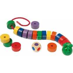 Spiel SELECTA "Fädelraupe", bunt, Spiele, Kinder, Holz, aus Holz, Made in Germany