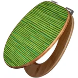 banjado Design WC Sitz Bambus Absenkautomatik 45,8x37,5cm / Toilettendeckel mit Absenkautomatik Holz/hochwertiger Bambus Klodeckel/WC-Sitz für gängigen Toiletten/Motiv Bambus Grün