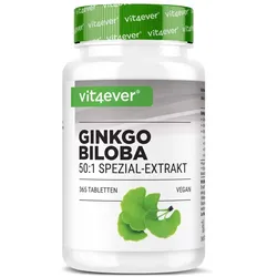 Ginkgo Biloba 6000 mg - Ginkgo Spezial Extrakt - 365 Tabletten