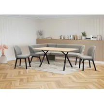 OTTO home Eckbankgruppe OTTO HOME "Aretha Essecke, Sitzgruppe, Eckbank, Küchenbank", grau (antarctica, schwarz), B:215cm H:87cm T:150cm, 90% PES, 5% Nylon, 5% Rayon, Sitzmöbel-Sets, Eckbankgruppe, Esszimmer Sitzgruppe, Tisch, Stühle und Bank gepolstert, 