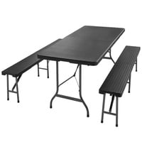 CASARIA Malmö Set 3-tlg. Tisch 180 x 75 x 73 cm schwarz klappbar