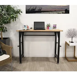 Rikta Werkbank Holz 135 x 60 cm schwarz höhenverstellbar