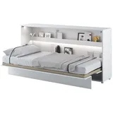 MEBLINI Schrankbett Bed Concept - Wandbett mit Lattenrost - Klappbett mit Schrank - Wandklappbett - Murphy Bed - Bettschrank - BC-06-90x200cm Horizontal - Weiß Hochglanz/Weiß