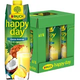 Rauch Happy Day Cocos-Ananas | eine Geschmacksreise in die Karibik | Fruchtsaft aus Ananas und Kokosnusswasser | 6x 1l Tetra Prisma