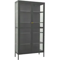 VidaXL Vitrine Anthrazit 90x40x180 cm Stahl und Gehärtetes Glas