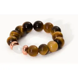 PURELEI Anxiety Tiger‘s Eye Pearl Ring mit Perle