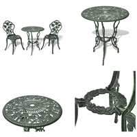 vidaXL 3 tlg. Bistro Set Aluminiumguss Grün - Bistro-Tisch Und Stuhl - Bistro-Tische Und Stühle - Bistro-Set - Bistro-Sets