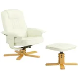 Idimex Relaxsessel Charly Kunstleder 76 x 87 x 61 cm Weiß mit Hocker