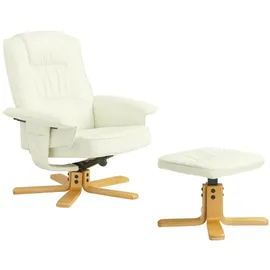 Idimex Relaxsessel Charly Kunstleder 76 x 87 x 61 cm Weiß mit Hocker