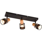 Trio Deckenstrahler 3er Spot Nandini E14 schwarz, Metall, Holz