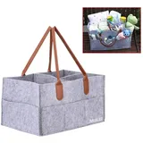 MCUILEE Filztasche Grau Baby Windel Caddy Tasche,Kinderzimmer Lagerplatz Stück faltbar Filz Griff Aufbewahrungskorb Organizer, Lagerplatz Kinderzimmer Korb Wechselhafte Fächer (Braune