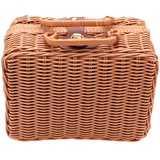 INIFLM 25,4 x 16,7 x 11,9 cm geflochtener Weidenkorb, kleiner Weiden-Picknickkorb, Rattan-Aufbewahrungsbox mit Deckeln, Hochzeitsgeschenkkorb, Make-up-Halter