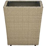 vidaXL Beistelltisch Beige 41,5x41,5x44 cm Poly Rattan und Hartglas