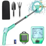 Metalldetektor für Kinder, Detektor mit hoher Präzision, verstellbar, mit LCD-Display, wasserdichte Spule, IP68, Metalldetektor, Gold, mit Schaufel und Sieb und Transporttasche für Kinder
