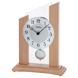 Tischpendeluhr Buche, Glas, Metall - AMS Modell: 1171