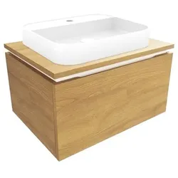 Badezimmerschrank mit Waschbecken und Abdeckplatte 60x30x46 cm Honigeiche Schachmatt SATFEEL60DMDU