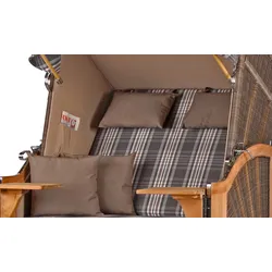 Mr. Deko Strandkorb - bene living - Schaalsee Teak - PE grau - Modell 522 - inkl. Liftersystem