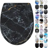 Toilettendeckel, WC Sitz mit Absenkautomatik, Klodeckel mit Schnellverschluss,