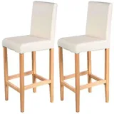 Mendler 2er-Set Barhocker Vicenza, Barstuhl Tresenhocker, Holz+LEDER ~ creme, helle Beine