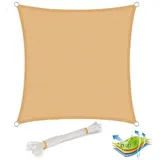 Woltu Sonnensegel Rechteck HDPE 500 x 500 cm Sand