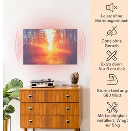 Klarstein Infrarotheizung mit Thermostat, 580W Elektroheizung, Bild-Infrarotheizung zur Wandmontage, IR Paneel mit Fernbedienung & Timer, Feuchtrau... - Bunt