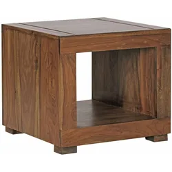 Kadima Design Sheesham Couchtisch Wood Massiv: Modern, Landhaus-Stil, `Mdf`, Kunstleder, drehbar. 50x50x45 cm