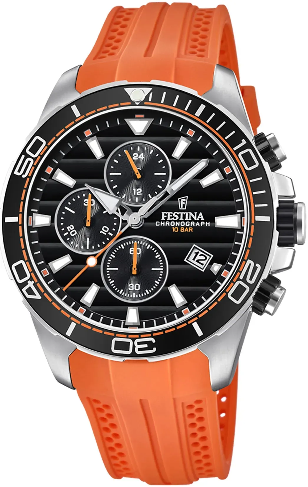 Chronograph FESTINA Armbanduhren orange Herren Quarzuhr, Armbanduhr, Herrenuhr, analog, Tag, Stoppfunktion