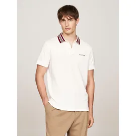 Tommy Hilfiger Poloshirt TOMMY HILFIGER "GIFTING POLO RWB COLLAR REG POLO", Herren, Gr. XL, weiß (ivory petal), Piquu00e9, Obermaterial: 96% Baumwolle, 4% Elasthan, casual, Kurzarm, Shirts, Streifen an Kragen und Bündchen