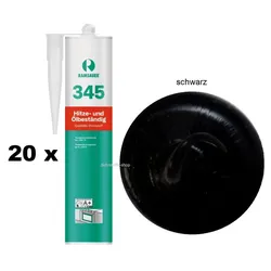 20 x Ramsauer 345 Hitze-ÖL Beständig Silikon 1K Dichtstoff 290ml Kartusche schwarz