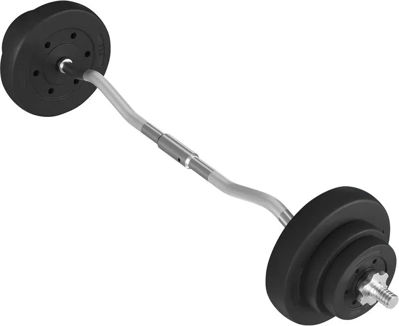 Yaheetech Hantel-Gewichts-Set, abnehmbarer Curl-Bar mit Scheiben und Sternverschlüssen, anpassungsfähiges Gewichthebeset für das Heimtraining, Schwarz, 20 KG / 44 lb