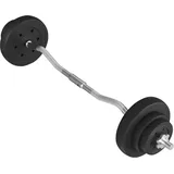 Yaheetech Hantel-Gewichts-Set, abnehmbarer Curl-Bar mit Scheiben und Sternverschlüssen, anpassungsfähiges Gewichthebeset für das Heimtraining, Schwarz, 20 KG / 44 lb