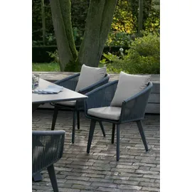 Mr. Deko Gartenmöbelset Diningsessel Cadiz mit Tisch Almeria 200 x 90 cm - Grau