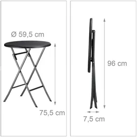Relaxdays Bastian Set 3-tlg. Tisch Ø 60 x 75,5 cm schwarz klappbar