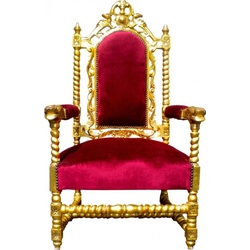 Casa Padrino Barock Thron Sessel Bordeaux / Gold Louis - Möbel